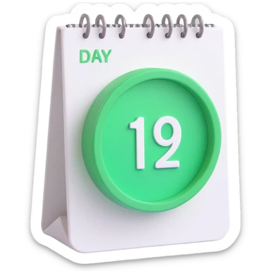 3D emoji style calendar with a green circle highlighting a day sticker