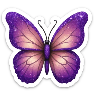 Glitter butterfly purple sticker