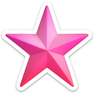 3D star icon, pink ombre effect, smooth lighting, modern 3D style sticker