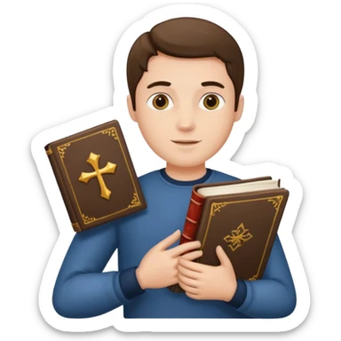 man holding a history book sticker