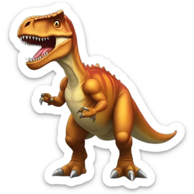 a tyrannosaurus with two mugs of beer sticker
