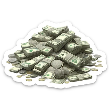 The pile of money is real sticker