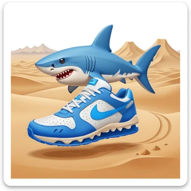 Has tiburón con tenis Nike azul en el desierto  sticker