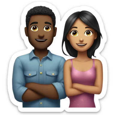 Guy and girl bestie with sparkles sticker