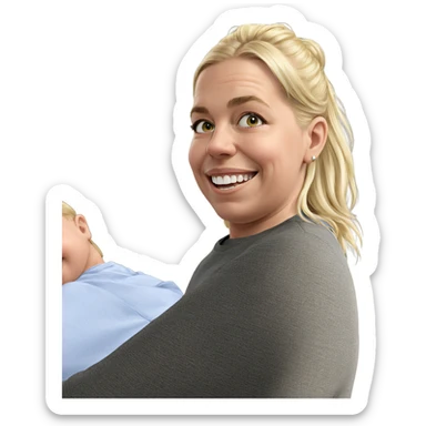 smiling baby with blonde hair sticker