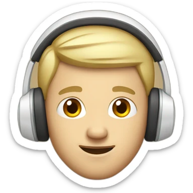 white men with headphone sticker