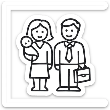 a pair of working parents sticker