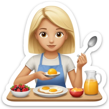 haz una chica rubia preparando un desayuno sticker