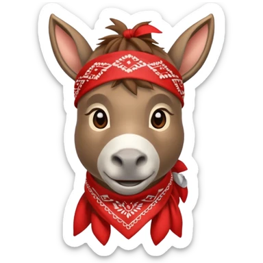 charming donkey with a red bandana sticker