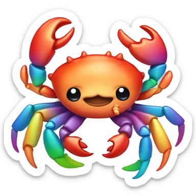 Chibi crab with rainbow accessories   sticker