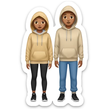 full-length couple in hoodie sticker