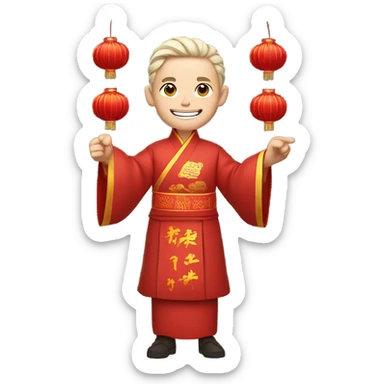 White man celebrating Chinese new year  sticker
