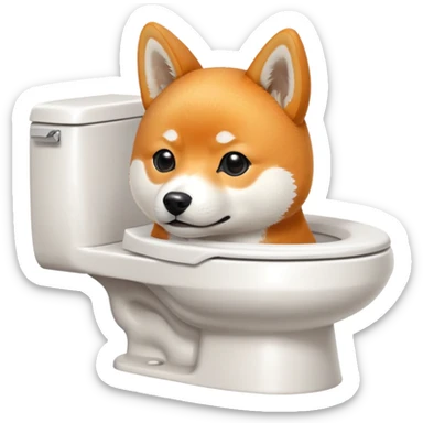 A Shiba Inu sitting on the toilet sticker