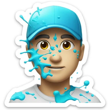 Glowing Cyan blue paint splash splatter sticker