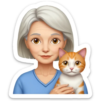 Een oma met een kat sticker