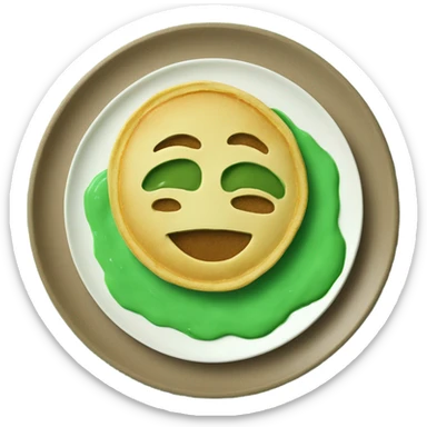 green pancakes on a plate with green sauce sticker