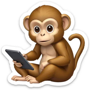 Monkey interacting with technology sticker