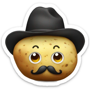 Potato with big mustache and eyes  sticker