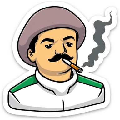 El Chapo Guzman with mustache smoking a marijuana joint sticker