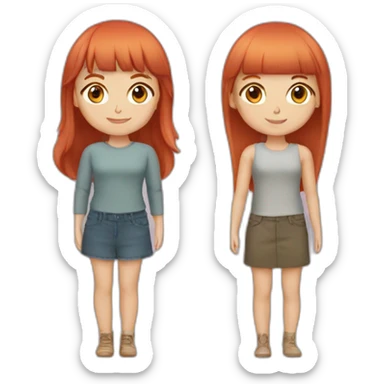 Female friends one with Long, red Hair and bangs, The other with short, blond Hair sticker