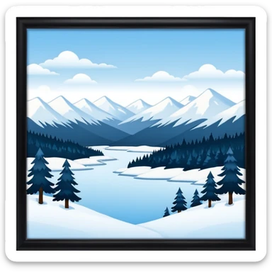 An Alaskan snowy winter back drop to be used in the style of "duck hunt" the bottom 30% needs to contain landscape and the top 70% needs to be blank space. sticker
