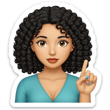 latina with black curly hair and finger highlights  sticker