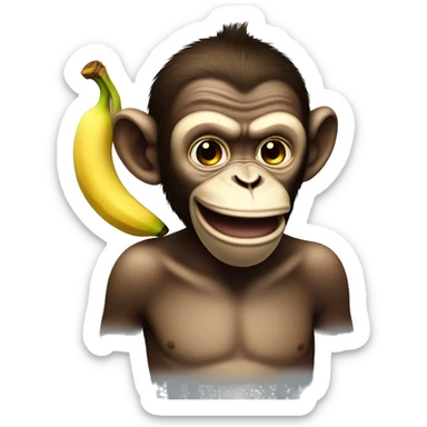 smirking monkey with banana sticker