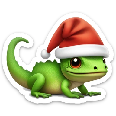 Cute lizard with a Santa hat on sticker