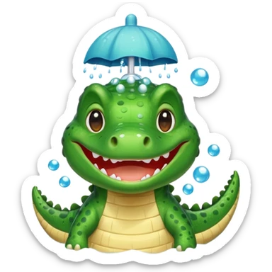 Cute crocodile is showing under the shower like game Where's my water sticker