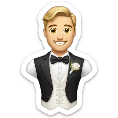 A happy, fun, goodlooking bridegroom sticker
