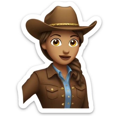 Brown hair cowgirl on horse sticker