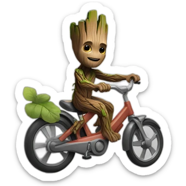 Groot riding a bike sticker