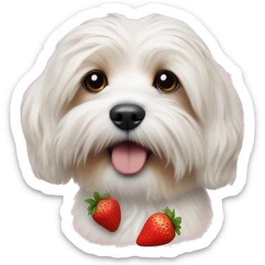 realistic havanese puppy strawberry close-up sticker