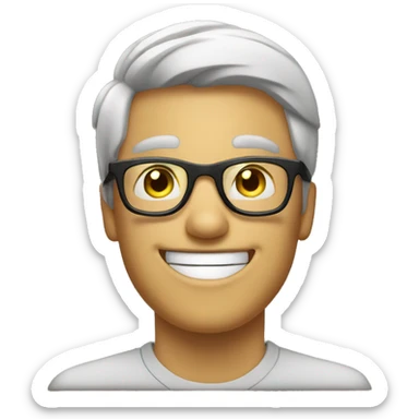 A man with glasses smiling broadly as he raises his thumb in a sign of joy and confidence. His glasses shine with flashes of happiness in the gif. sticker