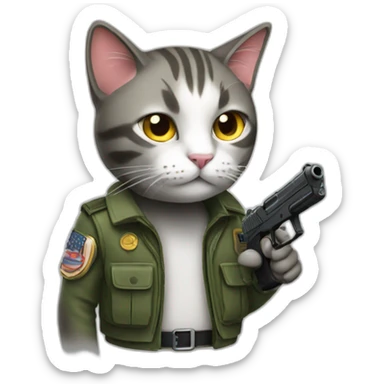 CAT  with a gun emoji sticker