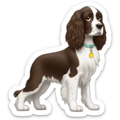 Springer spaniel and long hair woman  sticker
