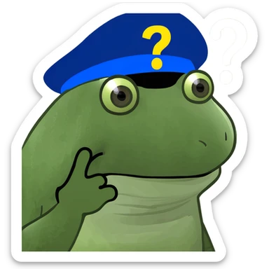 question mark icon green bufo frog meme style sticker