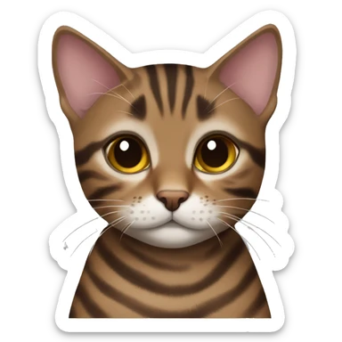 Beautiful woman long dark brown hair hug bengal cat sticker