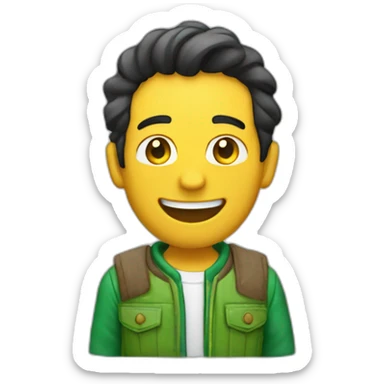 Chico con chaqueta verde sonriendo  sticker