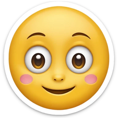 Emoji, yellow round smiling face, big eyes sticker
