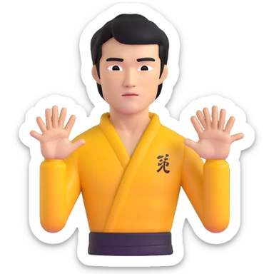 Bruce Lee with correct face proportions and head shape, upper body sticker