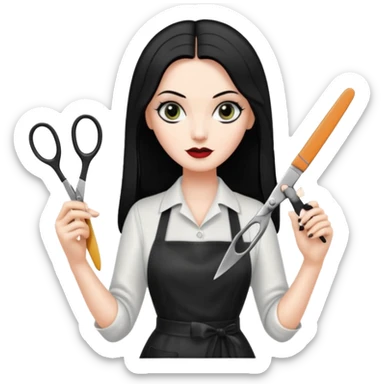 morticia addams hairdresser sticker