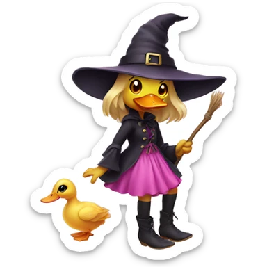 a witch pink cute duck sticker