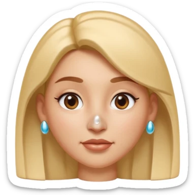 A 3D cartoon woman with a shiny metallic nose pin clearly visible on her left nostril, soft skin tone, Memoji-style lighting. sticker