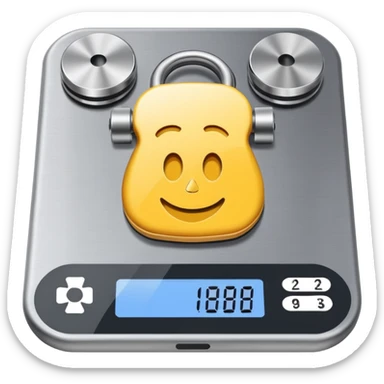 a grey weighing machine sticker