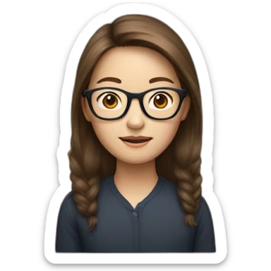 Tim cook with a brown hair Korean girl with eyeglasses sticker