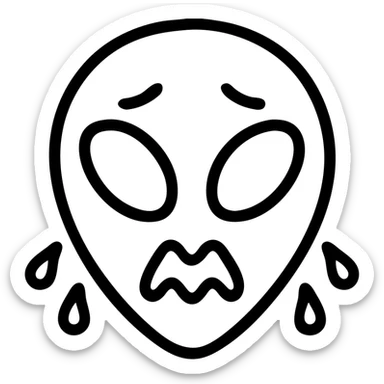 cute alien head outline showing fear sticker