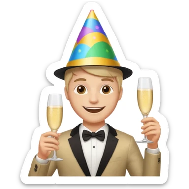 young man with a beard, happy birthday boy sticker