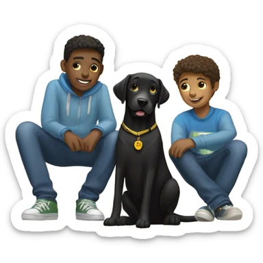 Black lab with two teenage boys  sticker