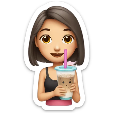 Girl drinking boba tea  sticker